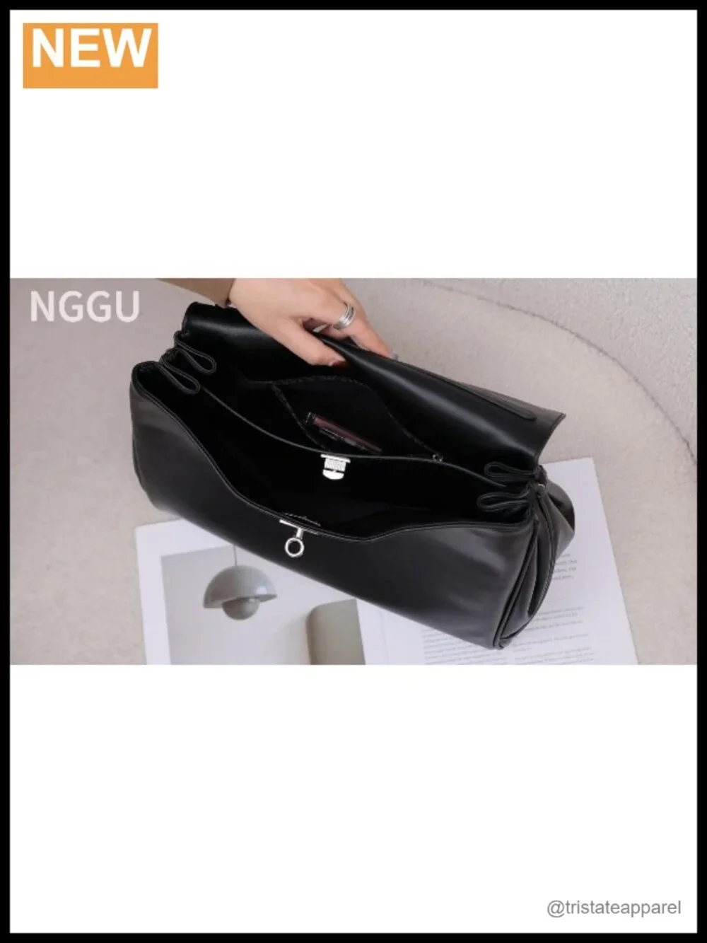 Suede & Leather Tote Bag - Large Satchel for Travel Work